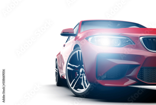 Generic red sport unbranded car isolated on a white background