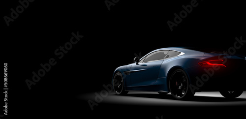 Blue generic sport car on a dark background