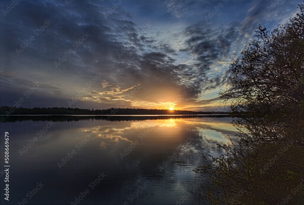 sunset over the lake