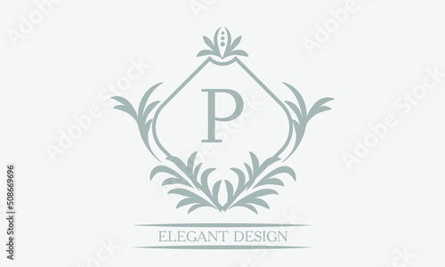 Monogram template with initial P. Logo for cafe, bar, restaurant, invitation. Business style and brand of the company