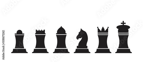 Foto set of black and white silhouettes chess