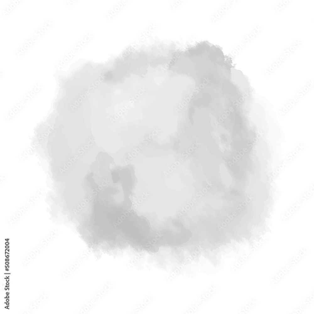 Watercolor spot on white. Digital aquarelle blotch on isolated background. Hand drawn stain for design. Doodle for inscription. Black and white illustration