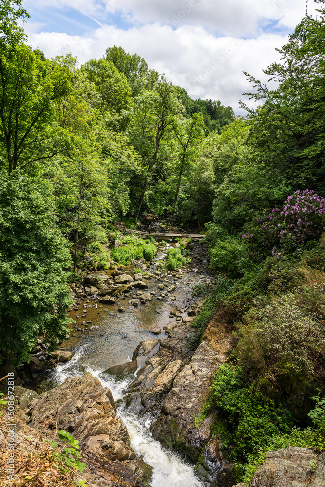 Vue sur la Cance depuis le haut de la Grande Cascade de Mortain Vue sur la Cance depuis le haut de la Grande Cascade de Mortain