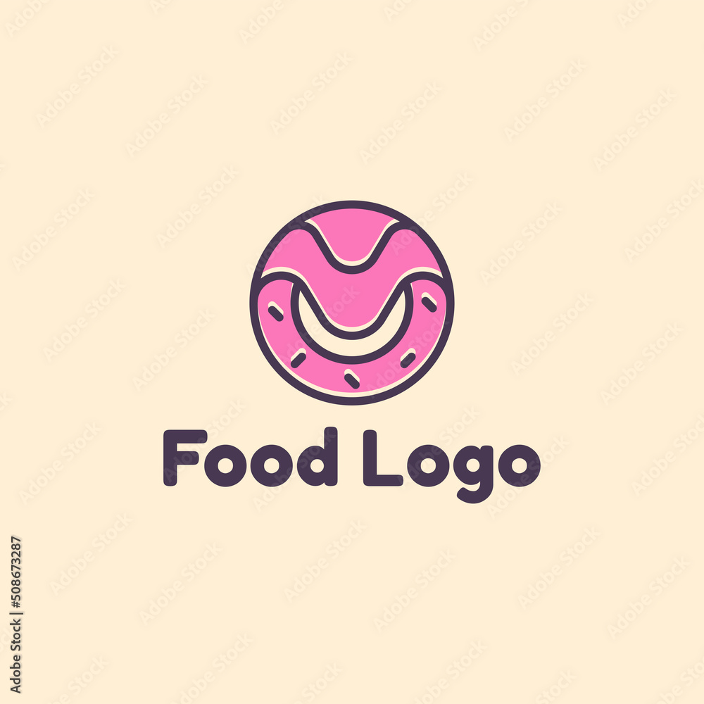 donut doughnut with icon logo design in modern trendy cartoon.
