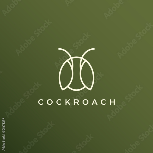 Simple luxury and abstract mono line cockroach logo icon
