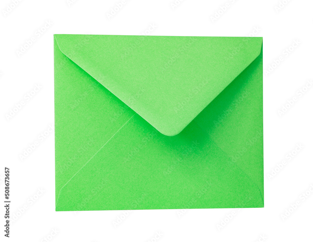 Green paper envelope postcard isolated on the white background Green paper envelope postcard isolated on the white background