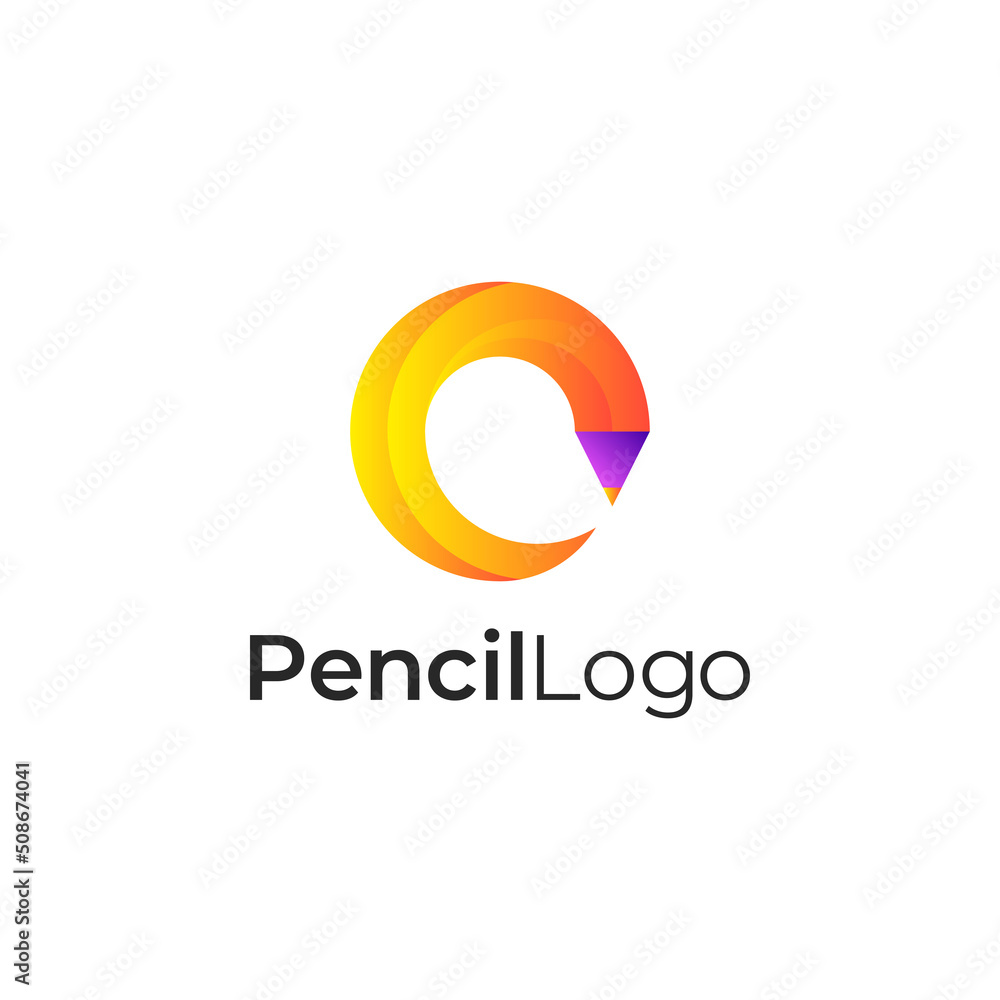 pencil 3d colorful gradient logo in rounded shape
pencil 3d colorful gradient logo in rounded shape