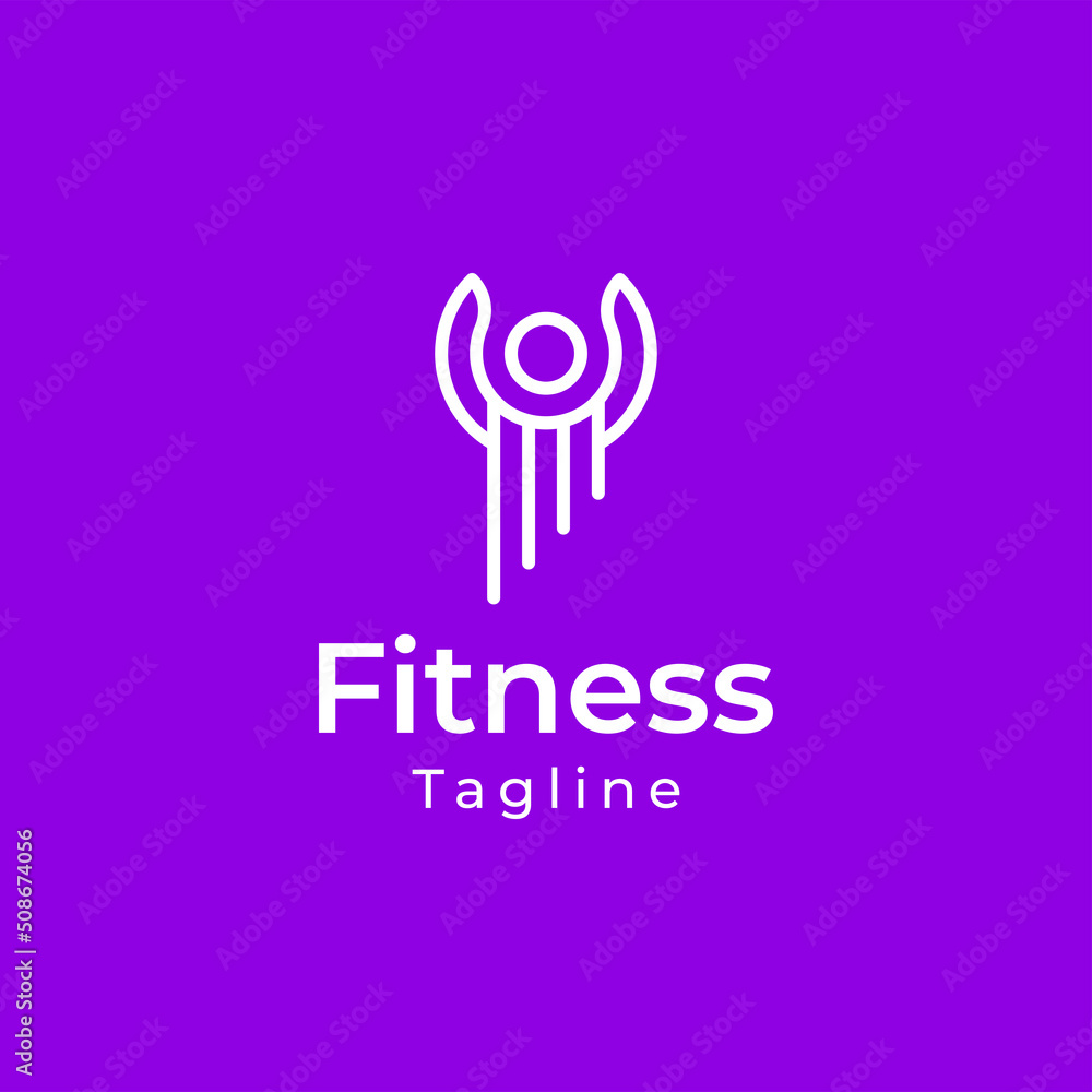 Fototapeta premium Fitness sport people line art outline logo icon 