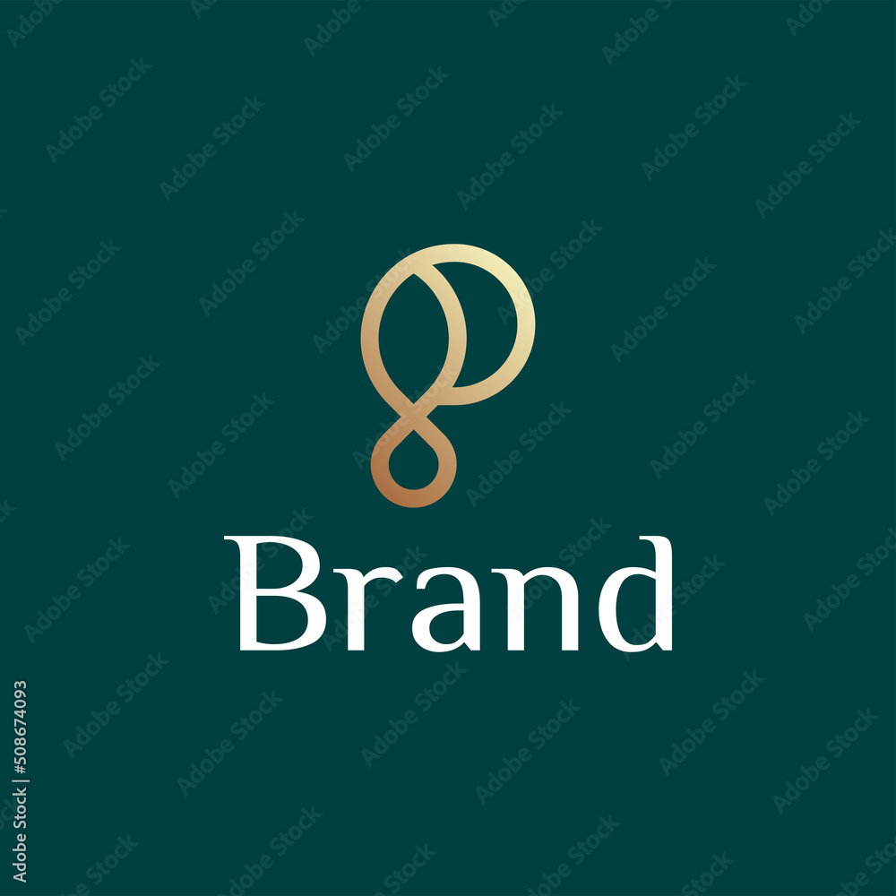 Fototapeta premium Premium letter P infinity logo design. Luxury linear creative monogram. 