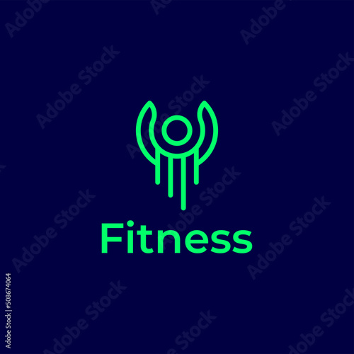 Fitness sport people line art outline logo icon
