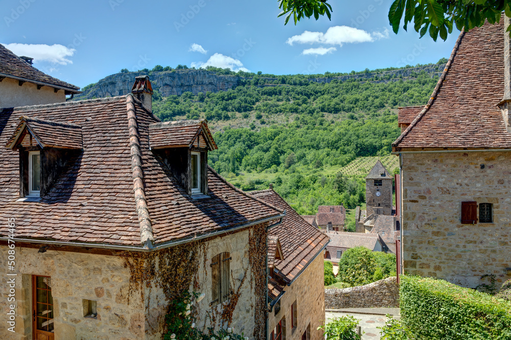 Architecture dans le village d'Autoire dans le Lot - région Occitanie