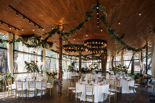 Elegant banquet hall for a wedding party