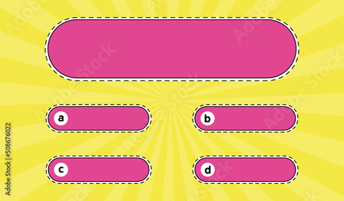 Question and answers modern style vector template for quiz game, exam, tv show, school, examination test. Vector