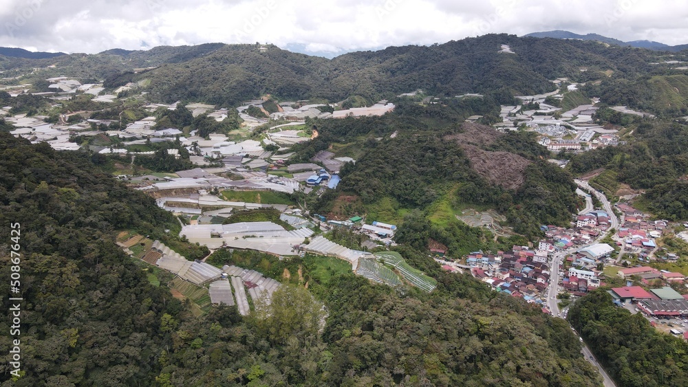 General Landscape View of the Brinchang District Within the Cameron Highlands Area of Malaysia