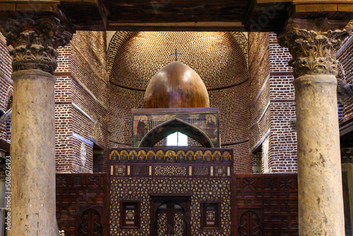  Elegant intricate designs inside Abu Serga Church in Coptic Cairo, Egypt photo