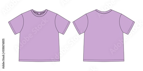 Apparel technical sketch unisex t shirt. T-shirt design template.