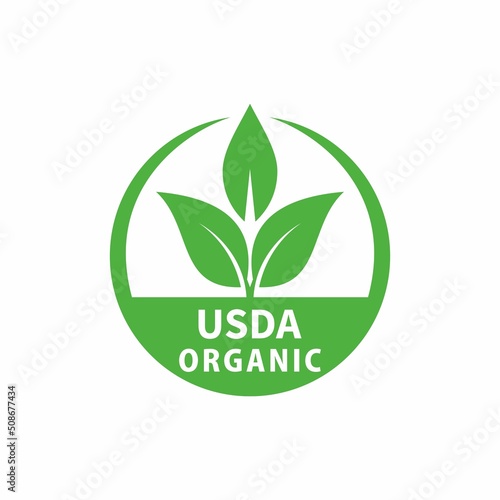 Usda organic green emblem illustration on white background
