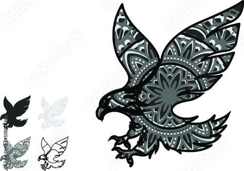 Design -mandala consists of 4 layers. Great for laser cutting machines. Cut each layer and glue together with glue. . You can change the color and size of the design