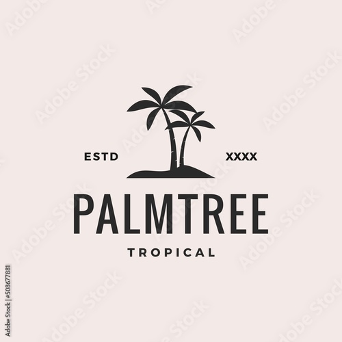 Palm tree beach logo design vector illustration