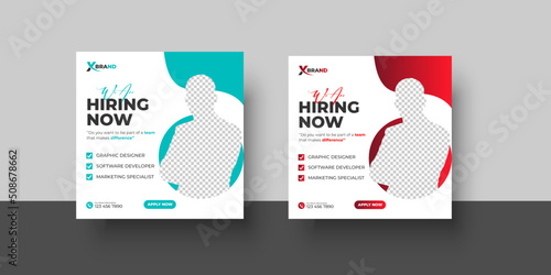 We are hiring job vacancy social media post or square web banner template design
