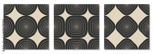 Set of minimalist seamless patterns with abstract creative geometric composition