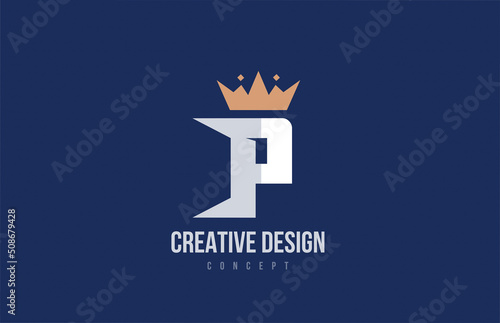 king crown P alphabet letter logo icon design. Creative template for business and company