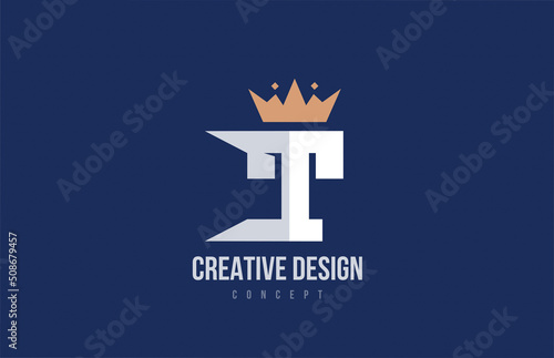 king crown T alphabet letter logo icon design. Creative template for business and company