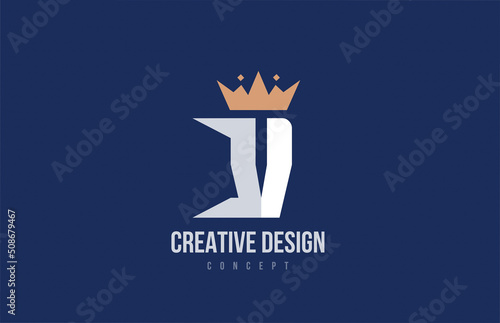 king crown V alphabet letter logo icon design. Creative template for business and company