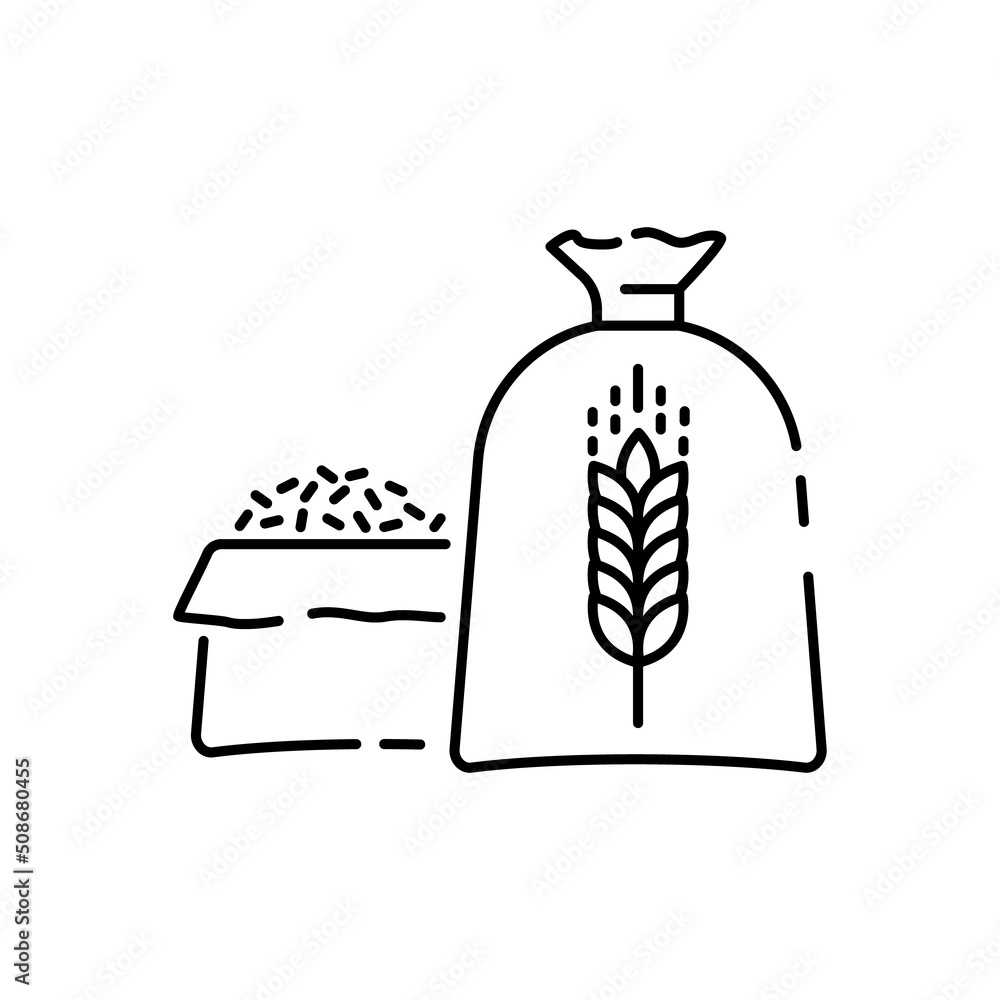 Harvesting vector logos with wheat grains. Agriculture and global