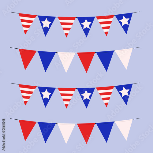 Background with flags and stars. Independence day USA flags United States american symbol freedom national sign.