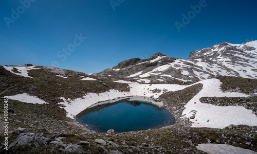 Last snow in Picos de Europa national park . Cantabria. Spain