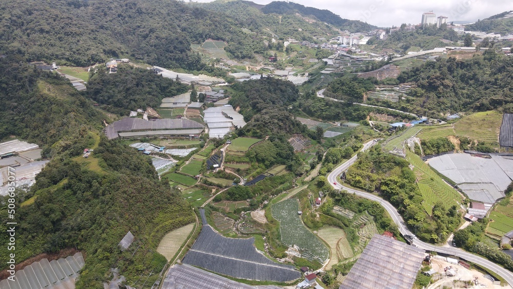 General Landscape View of the Brinchang District Within the Cameron Highlands Area of Malaysia General Landscape View of the Brinchang District Within the Cameron Highlands Area of Malaysia