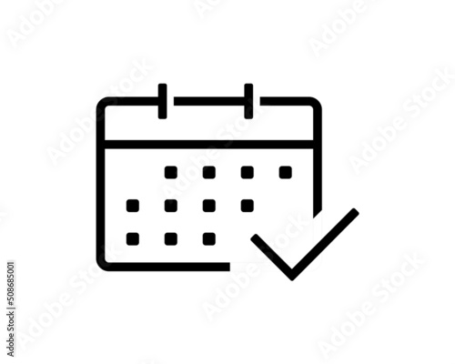 Calendar with check mark icon. Vector illustration