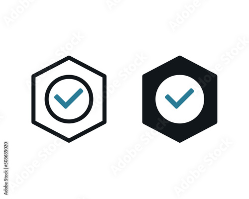 Settings icon with check mark. Vector illustration