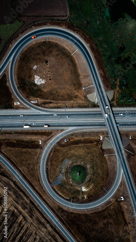 Road junction of the freeway. Highway roads © SDF_QWE