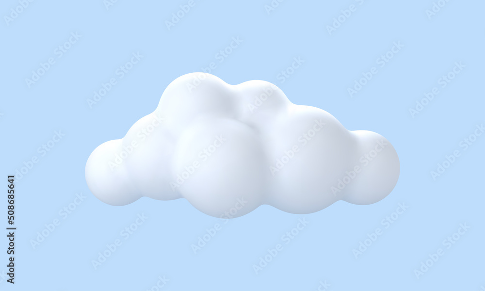3D white cloud isolated on blue background. Round cartoon cloud icon. Vector 3d illustration. 3D white cloud isolated on blue background. Round cartoon cloud icon. Vector 3d illustration.