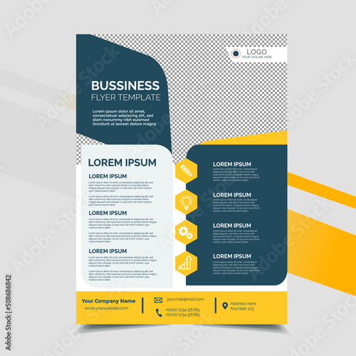 Corporate & Business Flyer Brochure Template Design, abstract business flyer, vector template design (ID: 508686842)