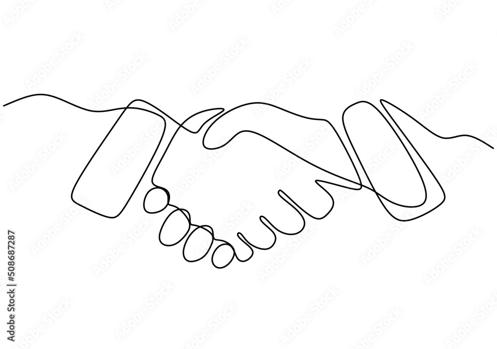 two businessmen shaking hands. Continuous one line drawing illustration vector two businessmen shaking hands. Continuous one line drawing illustration vector