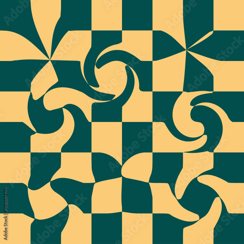 1970 Wavy Swirl Seamless Pattern in Orange and Pink Colors. Seventies Style, Groovy Background