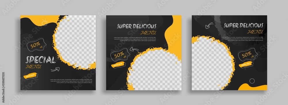 Creative food social media post template vector	