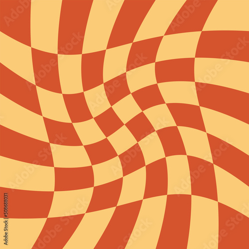 1970 Wavy Swirl Seamless Pattern in Orange and Pink Colors. Seventies Style  Groovy Background