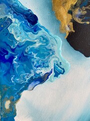 Fotobehang Kristal Blauwe turquoise en gouden verfmix  © Stephanie