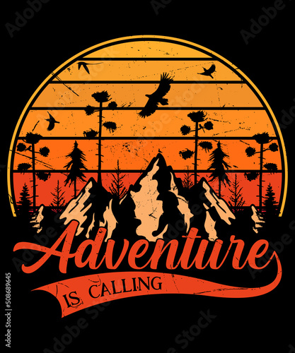 Adventure is calling t-shirt design |  Vintage adventure t-shirt design