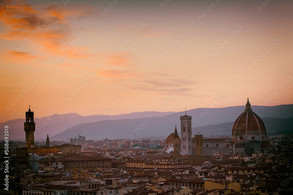Florence at sunset , Italy
