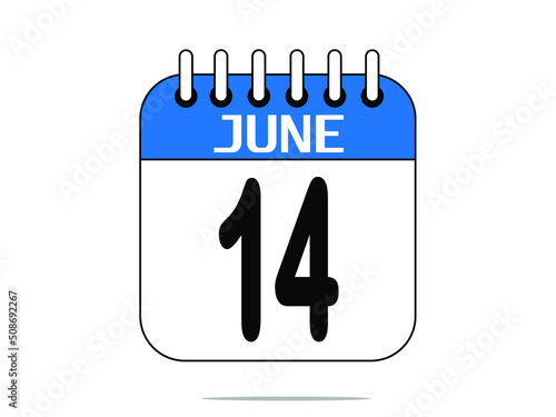 June 14. Calendar icon. Day 14 Vector illustration.