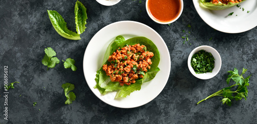 Asian minced meat lettuce wrap