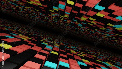 abstract background with squares Digital matrix 3d illustration pattern texture background