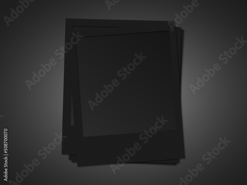 black frame, black  polaroid sed