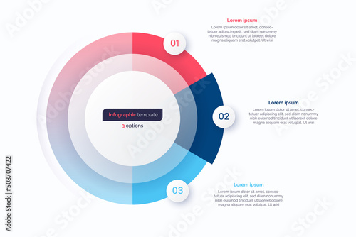 Three option circle infographic design template. Vector illustration