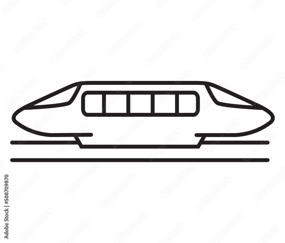 Monorail train line icon.Isolated on white background. Outline vector illustration. Monorail train line icon.Isolated on white background. Outline vector illustration.